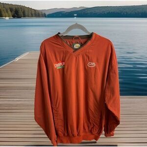 Cabela's Pullover‎ Men's Orange/Brown V Neck Pullover Windbeaker Sz. Med Tall